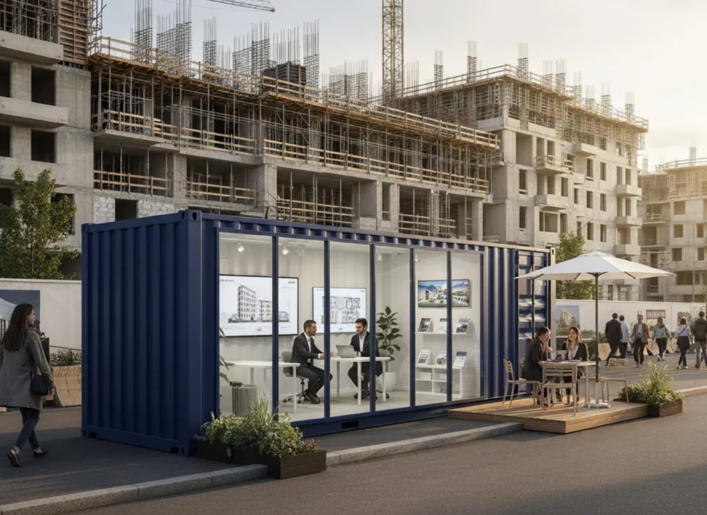 aménager un container en bureau de vente